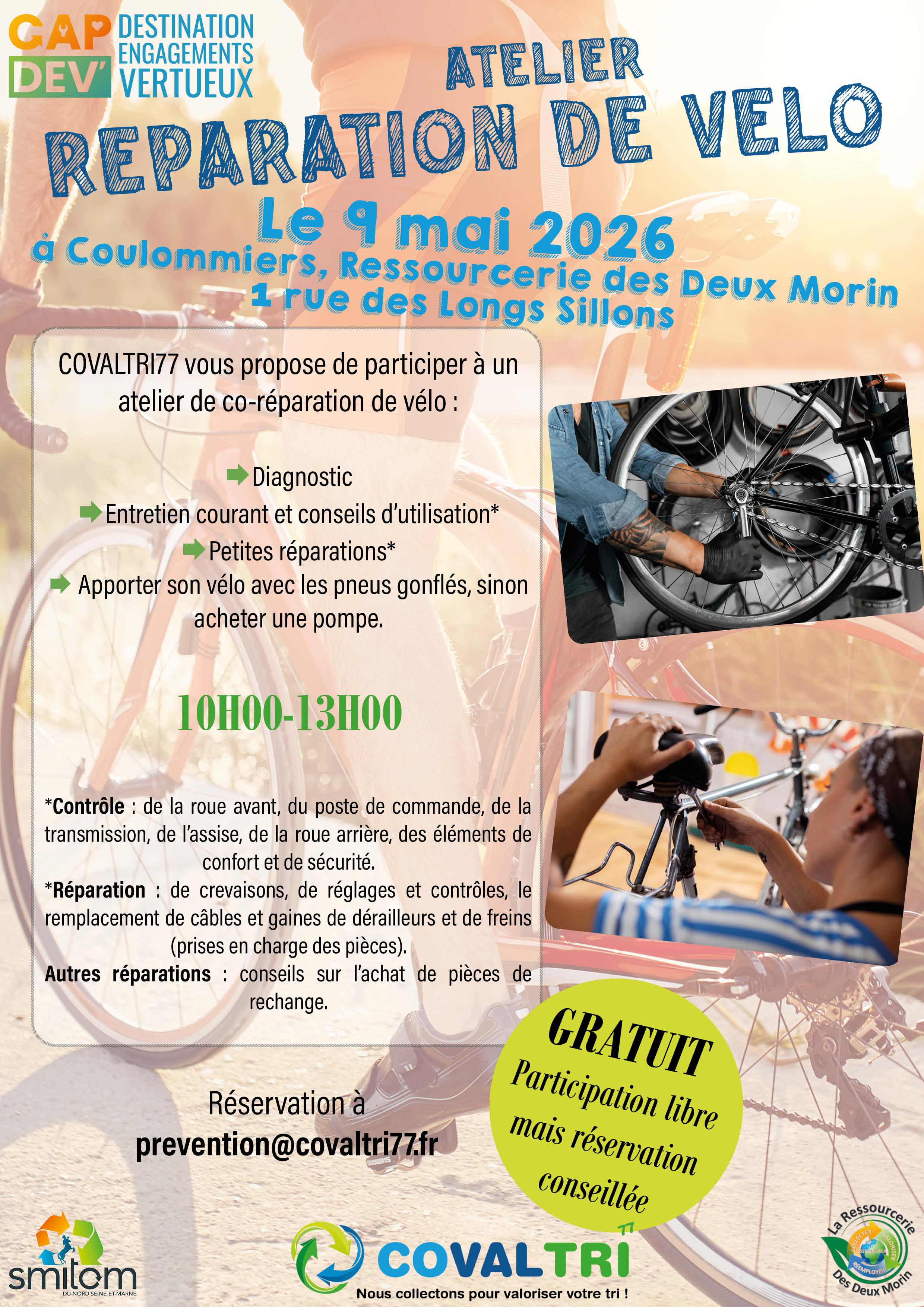 Affiche atelier réparation de vélo - 9 mai 2026